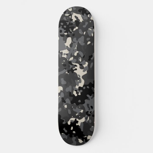 Camouflage Skateboard Zwart Wit Grijs  (Voorkant)