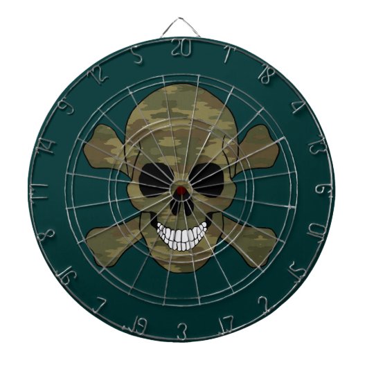 Camouflage Skull and Crossbones Dart Board Dartbord (Voorkant)