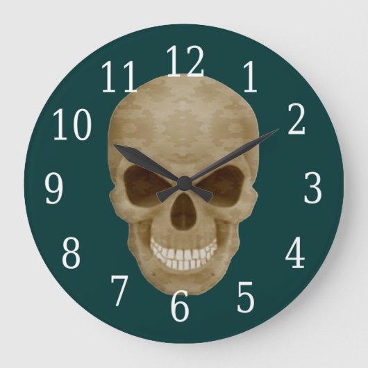 Camouflage Skull Clock Grote Klok (Voorkant)
