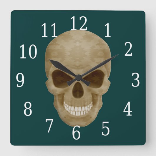 Camouflage Skull Clock Vierkante Klok (Voorkant)