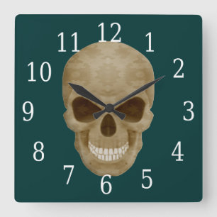 Camouflage Skull Clock Vierkante Klok