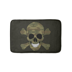 Camouflage Skull en Crossbones Bath Mat