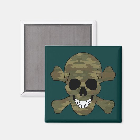 Camouflage Skull en Crossbones Magnet (Voorkant / Achterkant)