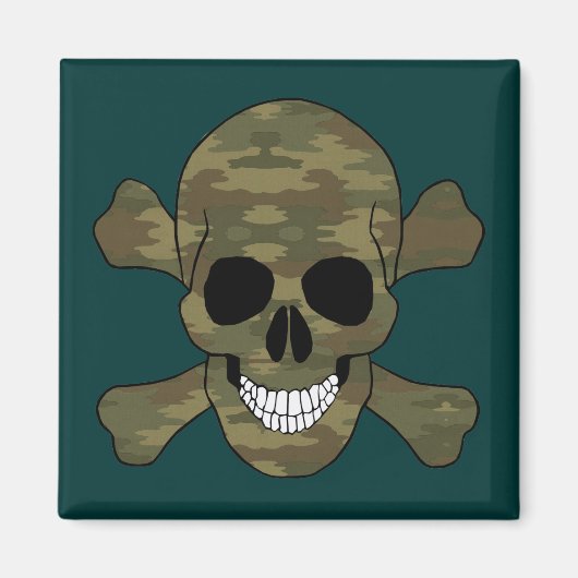 Camouflage Skull en Crossbones Magnet (Voorkant)