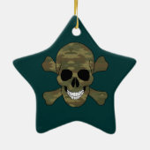 Camouflage Skull en Crossbones Star-Ornament Keramisch Ornament (Achterkant)