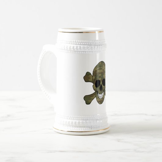 Camouflage Skull en Crossbones Stein Bierpul (Voorkant links)