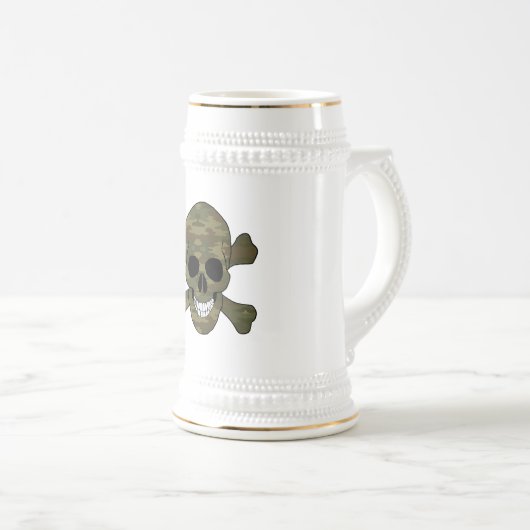 Camouflage Skull en Crossbones Stein Bierpul (Voorkant rechts)