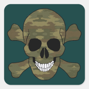 Camouflage Skull en Crossbones Stickers