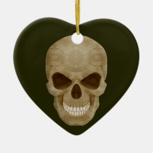 Camouflage Skull Heart Ornament (Voorkant)