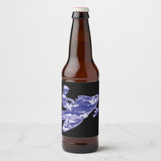 Camouflage-sneeuwscooter Bier Etiket (Voorkant)