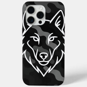 Camouflage Spirit – White Wolf Line Art iPhone 15 Pro Max Hoesje