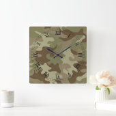 Camouflage Square Roman Numeras Clock Vierkante Klok (Huis)