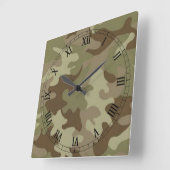 Camouflage Square Roman Numeras Clock Vierkante Klok (Hoek)