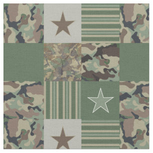 Camouflage Sterren Strepen Khaki Patchwork Patchwo Stof