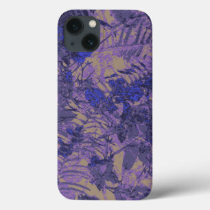 Camouflage tegen blauwe bloem iPhone 13 hoesje