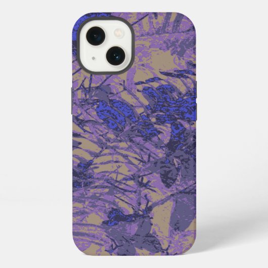 Camouflage tegen blauwe bloem iPhone hoesje (Achterkant)