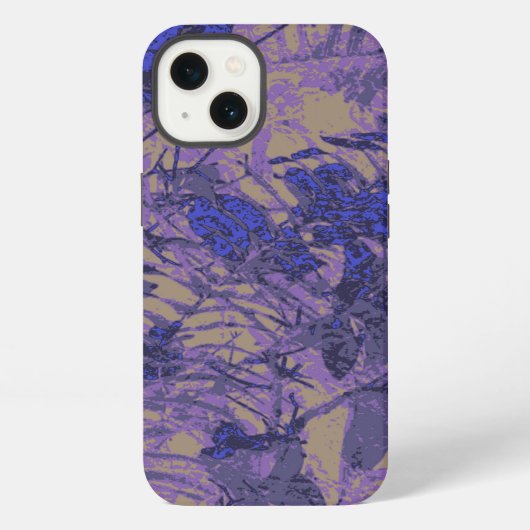 Camouflage tegen blauwe bloem iPhone hoesje (Achterkant)