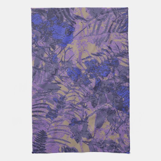Camouflage tegen blauwe bloem theedoek (Verticaal)