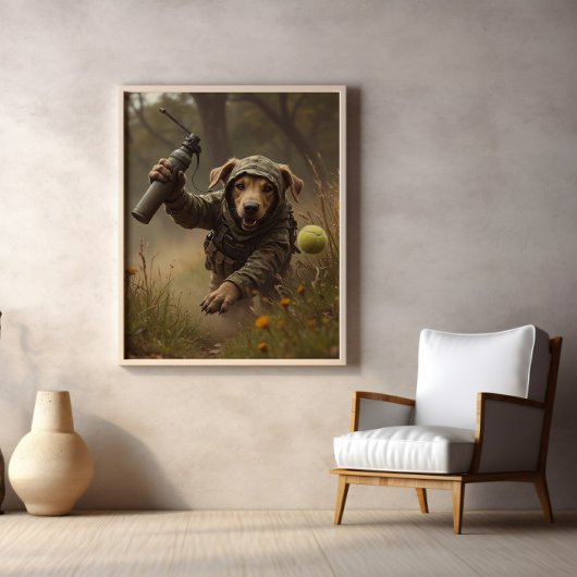 Camouflage, Tennis Ball, And Tactical Paws Poster