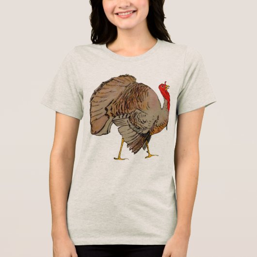 Camouflage Thanksgiving Turkije Tri-Blend Shirt (Voorkant)