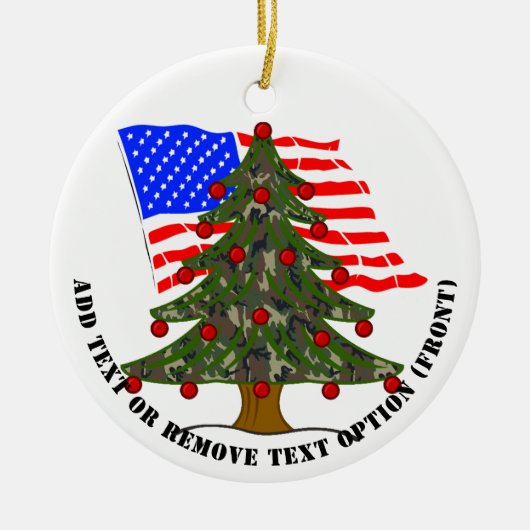 Camouflage Tree w/USA Flag Photo Christmas Keramisch Ornament (Voorkant)