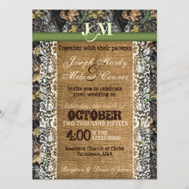 Camouflage Uitnodiging Burlap & Lace