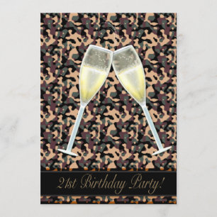 Camouflage uitnodiging voor 21e verjaardagsfeestje