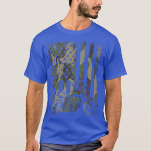 Camouflage US Flag Motorcycle United States Biking T-shirt