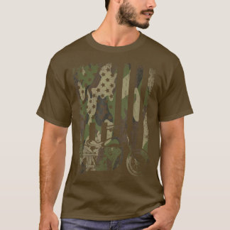 Camouflage US Flag Motorcycle United States Biking T-shirt