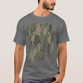 Camouflage US Flag Motorcycle United States Biking T-shirt