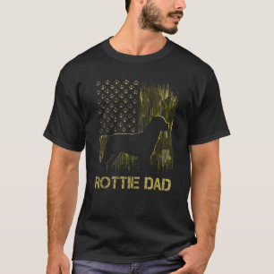 Camouflage USA-vlag Trotse Rottweiler-hond Vader S T-shirt