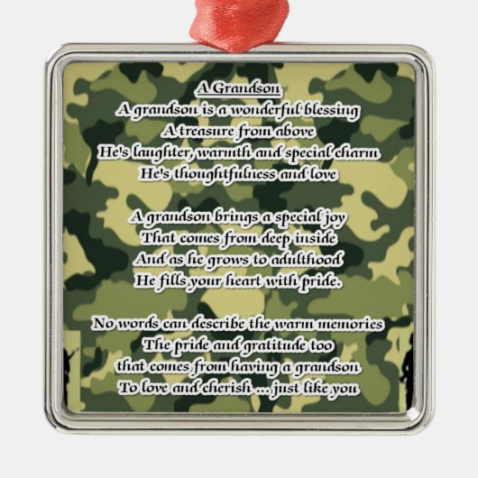 Camouflage van het kleinzoon gedicht leger metalen ornament (Voorkant)