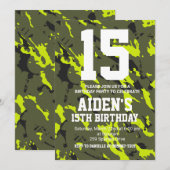 Camouflage verjaardag uitnodigen kaart (Voorkant / Achterkant)