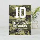 Camouflage verjaardag uitnodigen kaart (Staand voorkant)