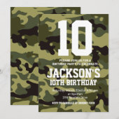 Camouflage verjaardag uitnodigen kaart (Voorkant / Achterkant)
