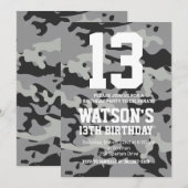 Camouflage verjaardag uitnodigen kaart (Voorkant / Achterkant)