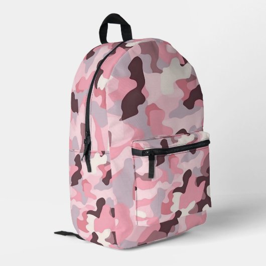 Camouflage & Vertrouwen: Pink Edition Bedrukte Rugzak (Achterkant Hoek Links)