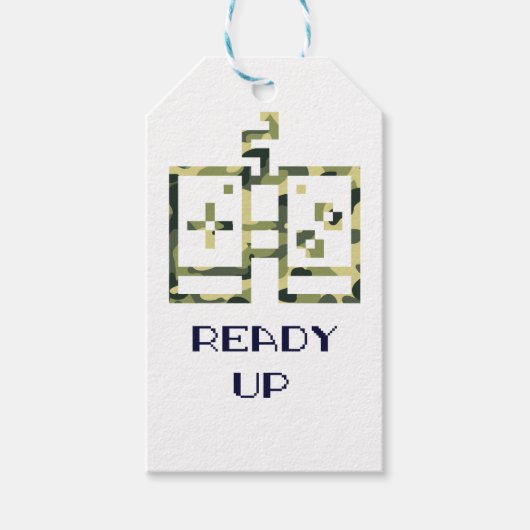 Camouflage Video Game Controller klaar voor gamer Cadeaulabel (Voorkant)