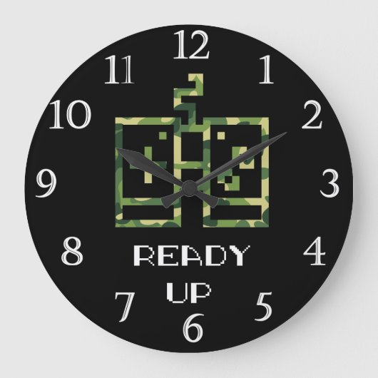 Camouflage Video Game Controller klaar voor gamer Grote Klok (Voorkant)