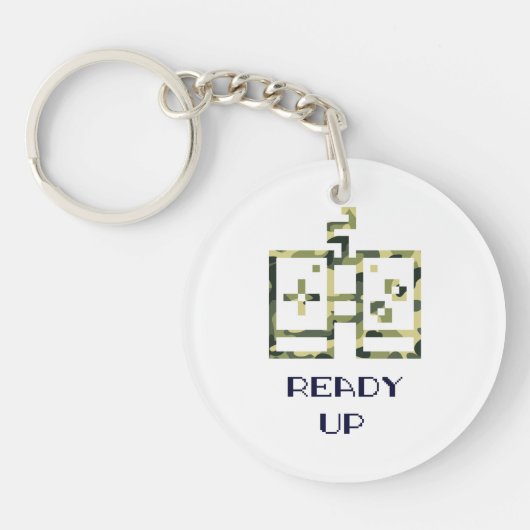 Camouflage Video Game Controller klaar voor gamer Sleutelhanger (Voorkant)