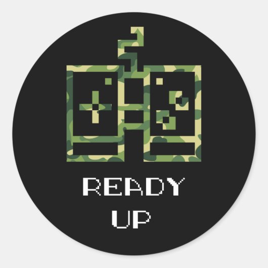 Camouflage Videogame Controller Klaar Gamer Ronde Sticker (Voorkant)