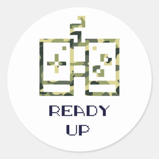 Camouflage Videogame Controller Klaar Gamer Ronde Sticker (Voorkant)