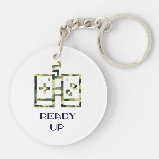 Camouflage Videogame Controller Klaar Speler Sleutelhanger (Achterkant)