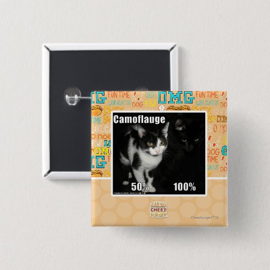 Camouflage Vierkante Button 5,1 Cm (Voorkant /achterkant)