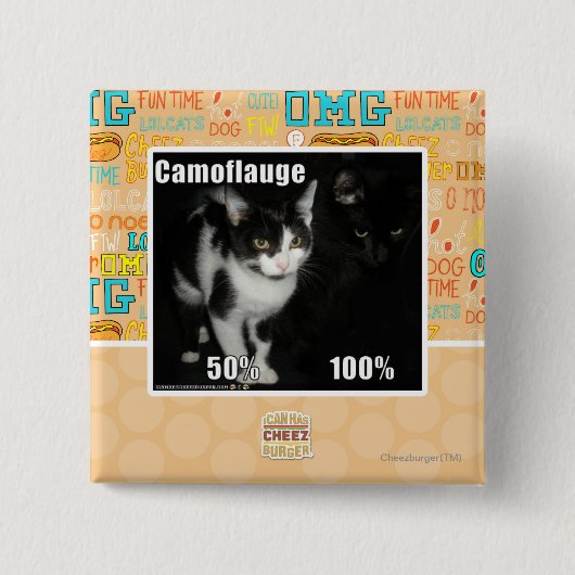 Camouflage Vierkante Button 5,1 Cm (Voorkant)