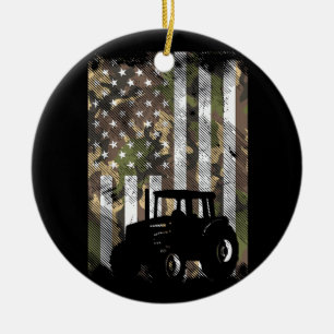 Camouflage Vlag Tractor Vintage Boerderij Truck Pa Keramisch Ornament