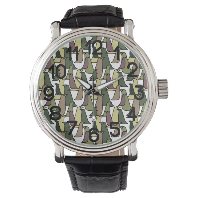 Camouflage vogels horloge (Voorkant)