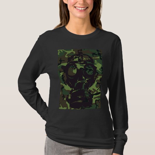 Camouflage War Gas Mask Political Revolutionary T-shirt (Voorkant)