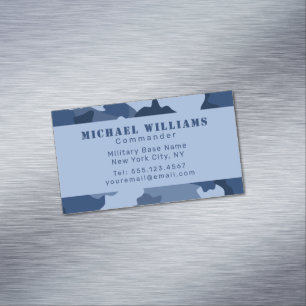 Camouflage Woodland Camo Blue Navy Monogram Magnetisch Visitekaartje