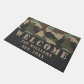 Camouflage Woodland Camo Khaki Black Name Welkom Deurmat (Schuin)